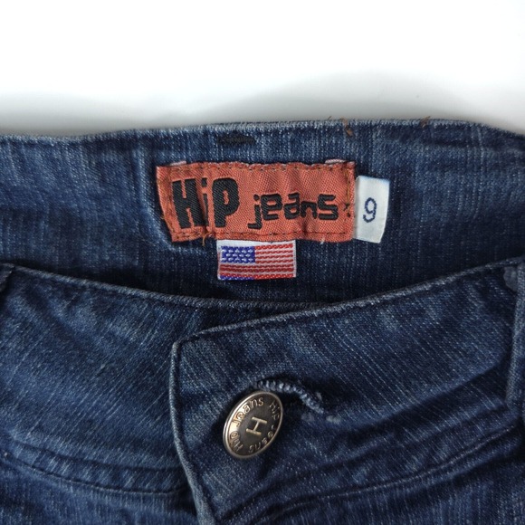 Hip Jeans USA Demin Booty Shorts Size 9 Embroidered Y2K Fashion Bling Stretch - Picture 4 of 11